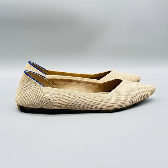 Rothy's Shoes Womens 10.5 Beige Knit Ballet Flats Pointed Toe Slip On Washable - Picture 1 of 13